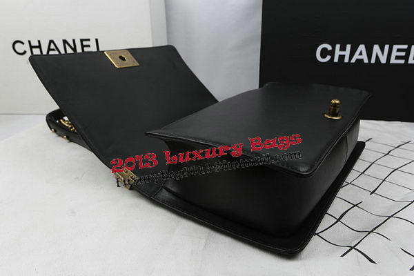 Boy Chanel Flap Bags Original Black Sheepskin Leather A67088 Gold