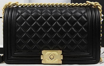 Boy Chanel Flap Bags Original Sheepskin Leather A67025 Black