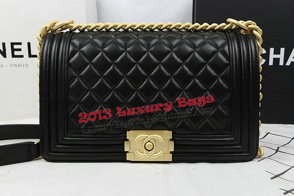 Boy Chanel Flap Bags Original Sheepskin Leather A67025 Black