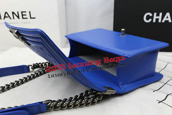 Boy Chanel Flap Bags Original Sheepskin Leather A67025 Blue