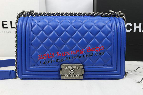 Boy Chanel Flap Bags Original Sheepskin Leather A67025 Blue