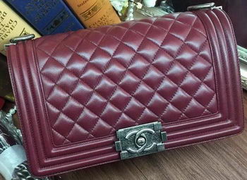 Boy Chanel Flap Shoulder Bag Sheepskin Leather A67086 Burgundy