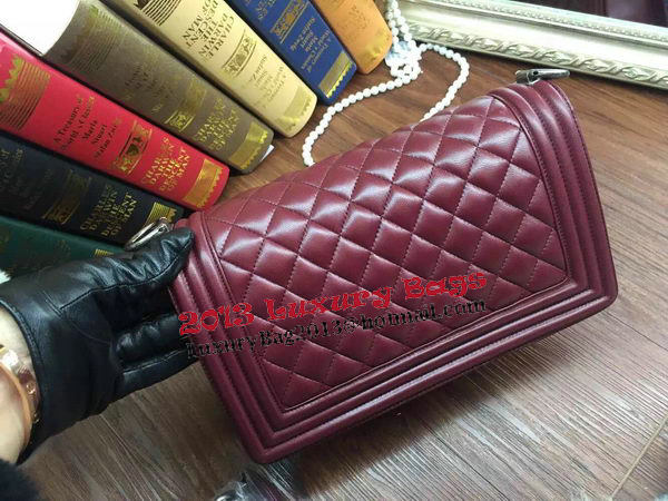 Boy Chanel Flap Shoulder Bag Sheepskin Leather A67086 Burgundy