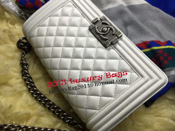 Boy Chanel Flap Shoulder Bag Sheepskin Leather A67086 OffWhite