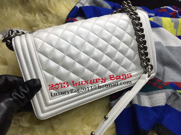 Boy Chanel Flap Shoulder Bag Sheepskin Leather A67086 OffWhite