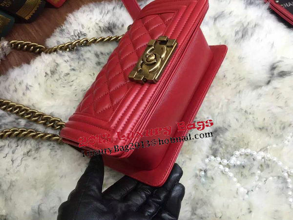 Boy Chanel Flap Shoulder Bags Sheepskin Leather A67085 Red