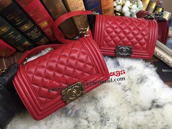 Boy Chanel Flap Shoulder Bags Sheepskin Leather A67085 Red