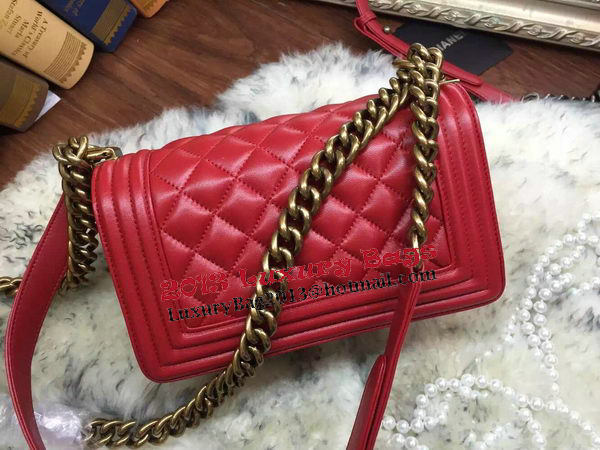 Boy Chanel Flap Shoulder Bags Sheepskin Leather A67085 Red