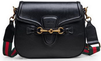 Gucci Lady Web Calfskin Leather Shoulder Bags 383848 Black