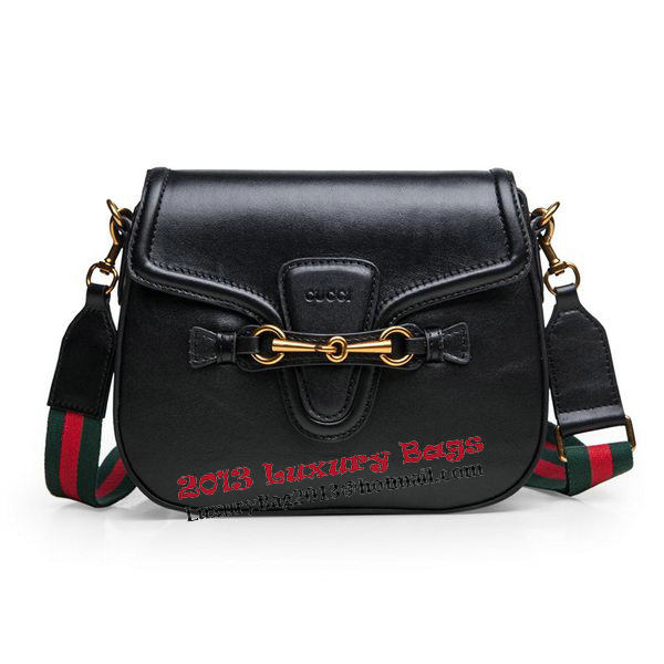 Gucci Lady Web Calfskin Leather Shoulder Bags 383848 Black