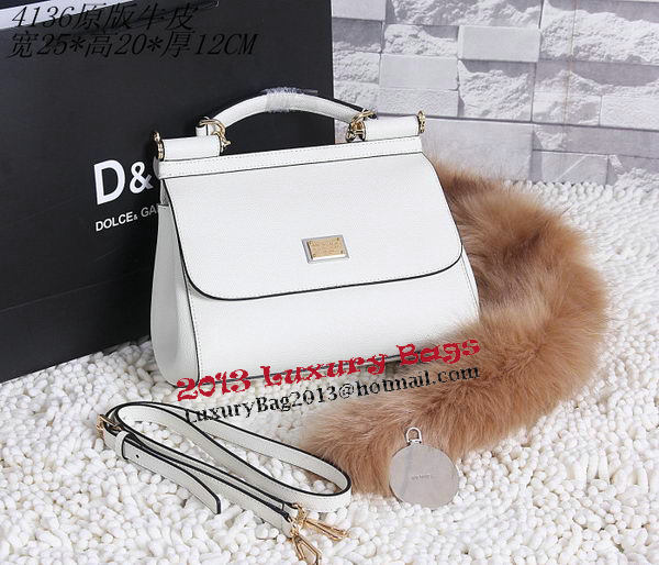 Dolce & Gabbana SICILY Calfskin Tote Bag BB4136 OffWhite