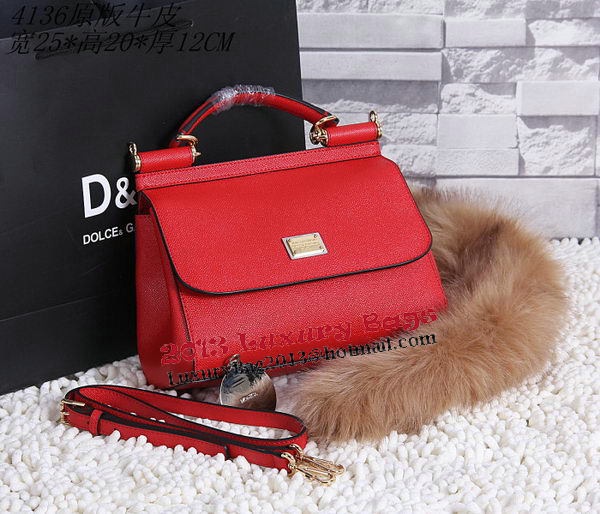 Dolce & Gabbana SICILY Calfskin Tote Bag BB4136 Red