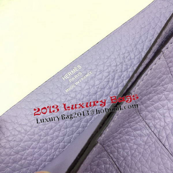 Hermes Bearn Japonaise Bi-Fold Wallet Litchi Leather A208 Lavender