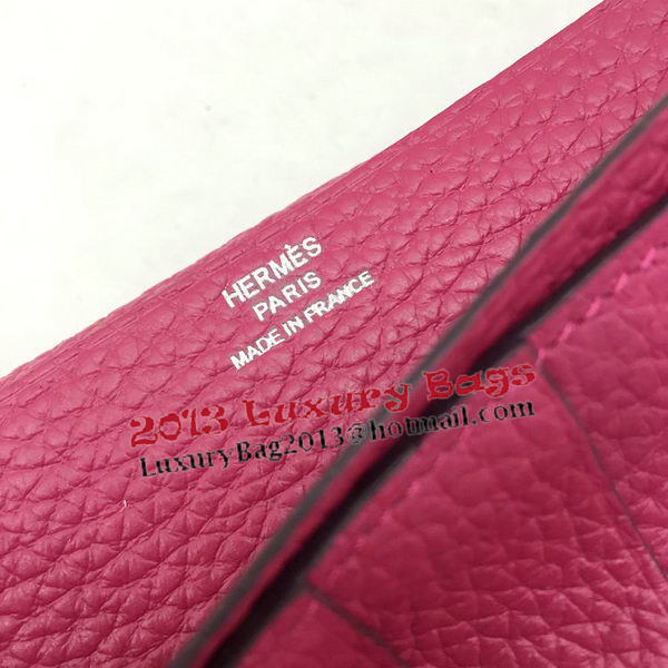 Hermes Bearn Japonaise Bi-Fold Wallet Litchi Leather A208 Rose