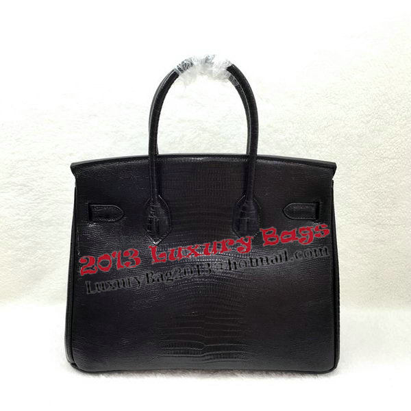 Hermes Birkin 30CM Tote Bags Lizard Leather H30LI Black