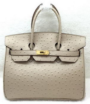 Hermes Birkin 30CM Tote Bags Ostrich Leather H30LI Apricot