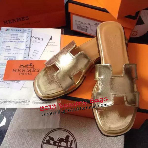 Hermes Slipper Calfskin Leather HO0476 Gold