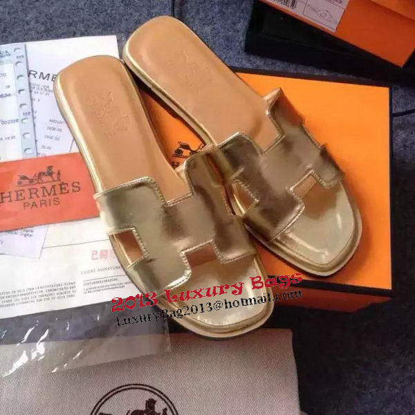 Hermes Slipper Calfskin Leather HO0476 Gold