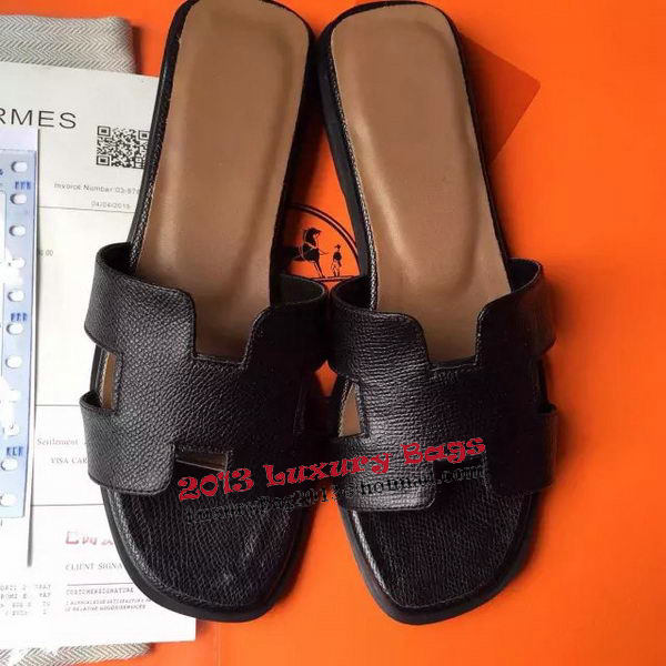 Hermes Slipper Calfskin Leather HO0485 Black