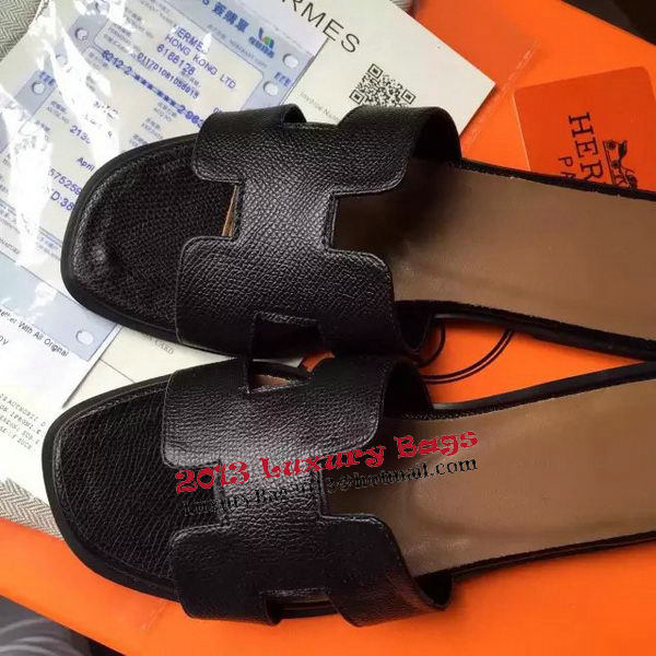 Hermes Slipper Calfskin Leather HO0485 Black