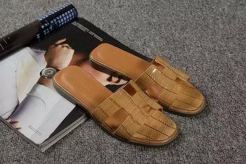 Hermes Slipper Croco Leather HO0451 Brown