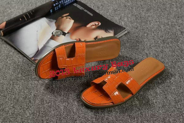 Hermes Slipper Croco Leather HO0451 Orange