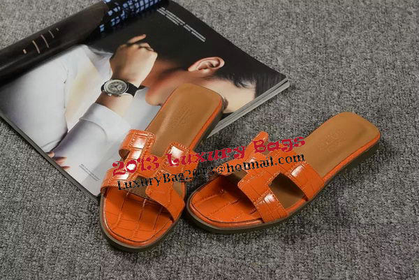 Hermes Slipper Croco Leather HO0451 Orange