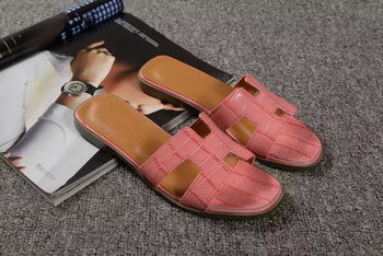 Hermes Slipper Croco Leather HO0451 Pink