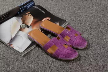 Hermes Slipper Croco Leather HO0451 Purple