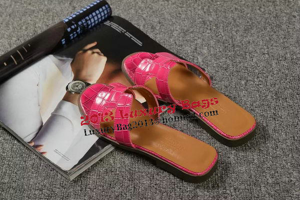 Hermes Slipper Croco Leather HO0451 Rose