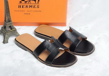 Hermes Slipper Leather HO0418 Black