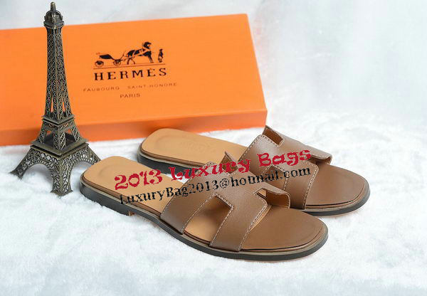 Hermes Slipper Leather HO0418 Brown