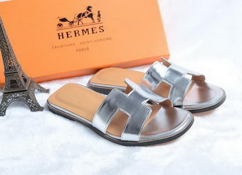 Hermes Slipper Leather HO0418 Silver