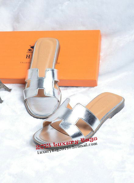 Hermes Slipper Leather HO0418 Silver