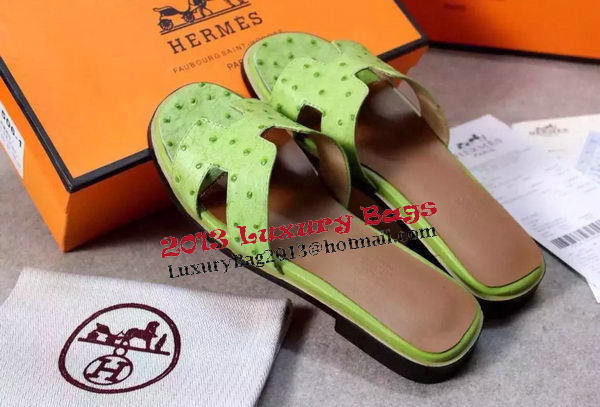 Hermes Slipper Ostrich Leather HO0486 Green