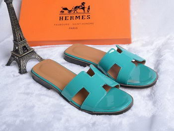 Hermes Slipper Patent Leather HO0430 Green