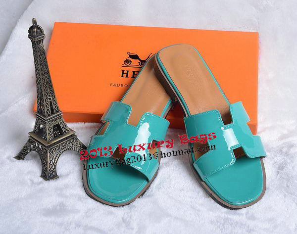 Hermes Slipper Patent Leather HO0430 Green