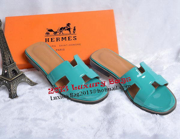 Hermes Slipper Patent Leather HO0430 Green