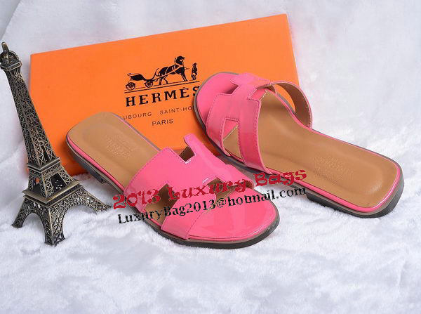 Hermes Slipper Patent Leather HO0430 Rose