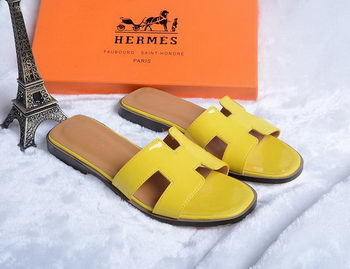 Hermes Slipper Patent Leather HO0430 Yellow