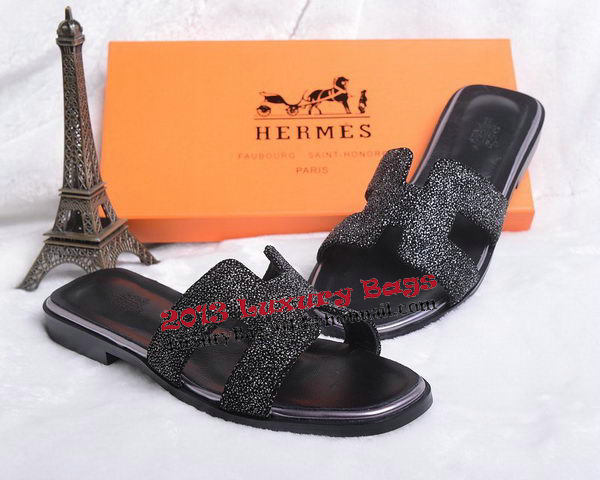 Hermes Slipper Suede Leather HO0446 Black