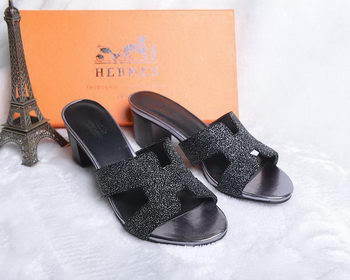 Hermes Slipper Suede Leather HO0450 Black