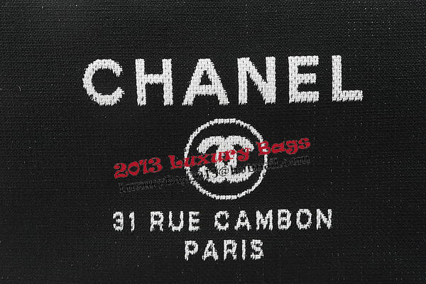 Chanel Large Canvas Tote Shopping Bag A67002 Black