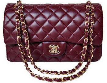 Chanel 2.55 Series Flap Bag Burgundy Patent Leather A1112 Gold