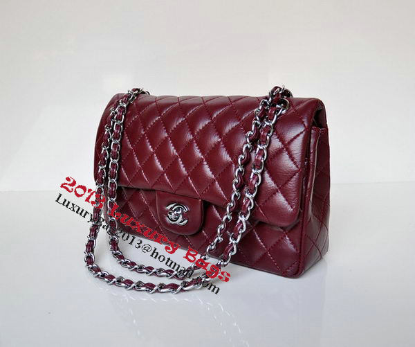 Chanel 2.55 Series Flap Bag Burgundy Patent Leather A1112 Silver