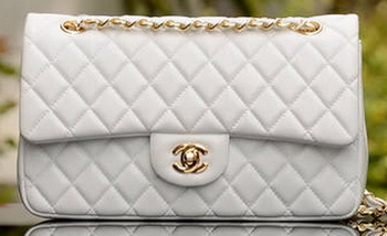 Chanel 2.55 Series Flap Bag White Sheepskin Leather A37586 Gold