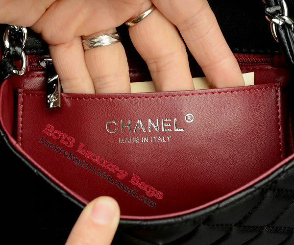 Chanel Classic MINI Flap Bag Black Sheepskin A37585 Silver