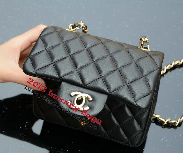 Chanel Classic MINI Flap Bag Sheepskin Leather A1115 Black