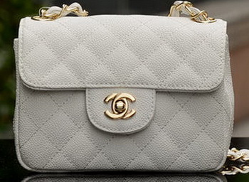 Chanel Classic MINI Flap Bag White Cannage Pattern A1115 Gold