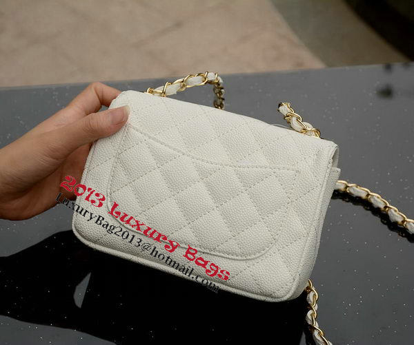 Chanel Classic MINI Flap Bag White Cannage Pattern A1115 Gold